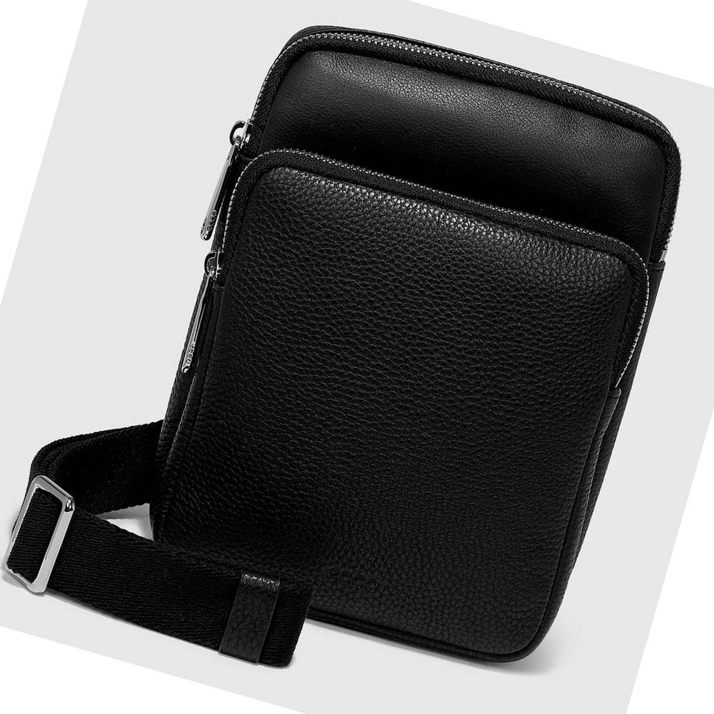 Férfi Ecco Textureblock Lapos Pouches Fekete | HU 764EBC